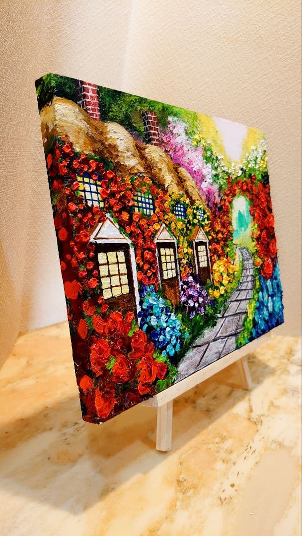 油絵 絵画【花の住宅】