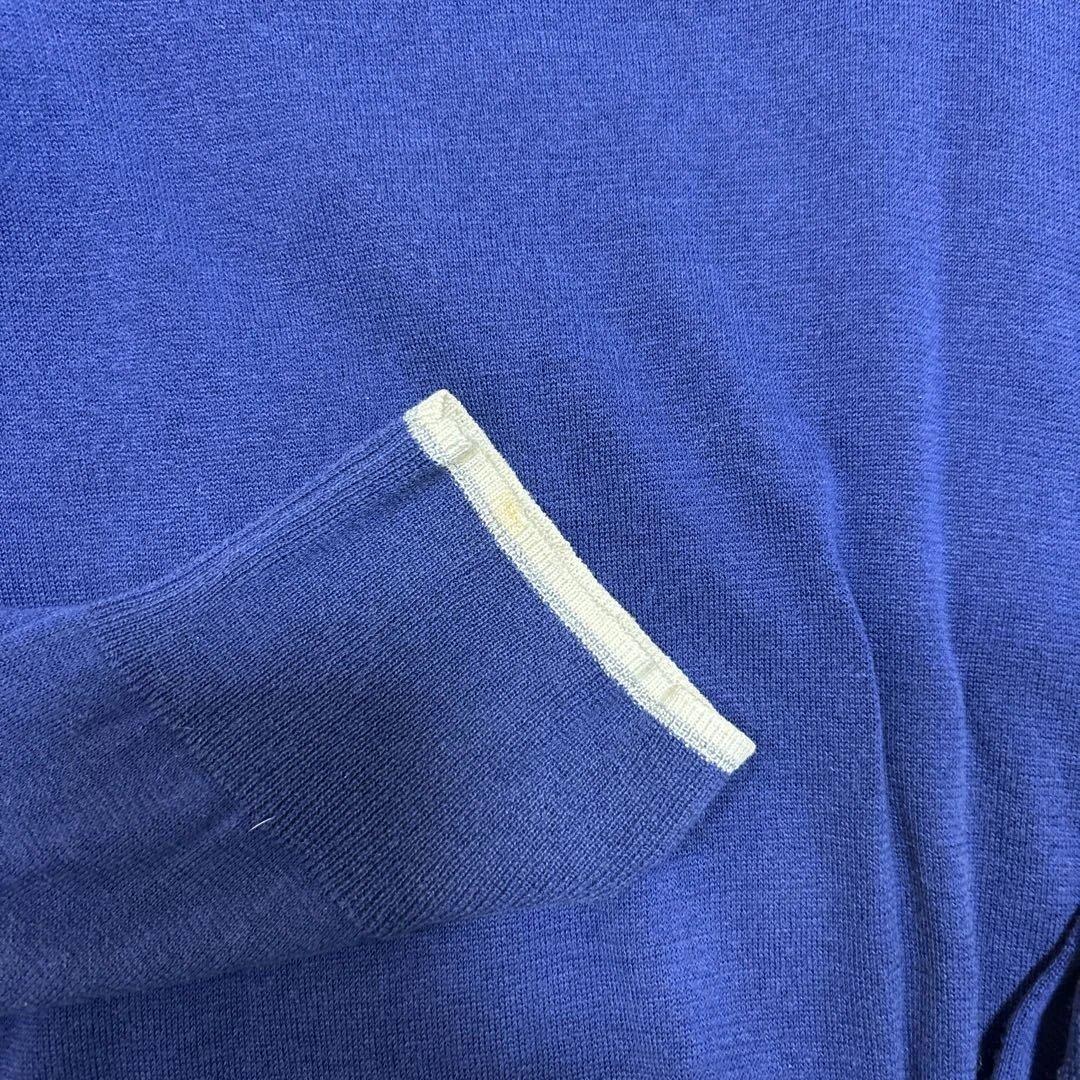 マークアンドロナ　Vネックセーター　スカル　バックロゴ　長袖　ブルー　メンズ　L