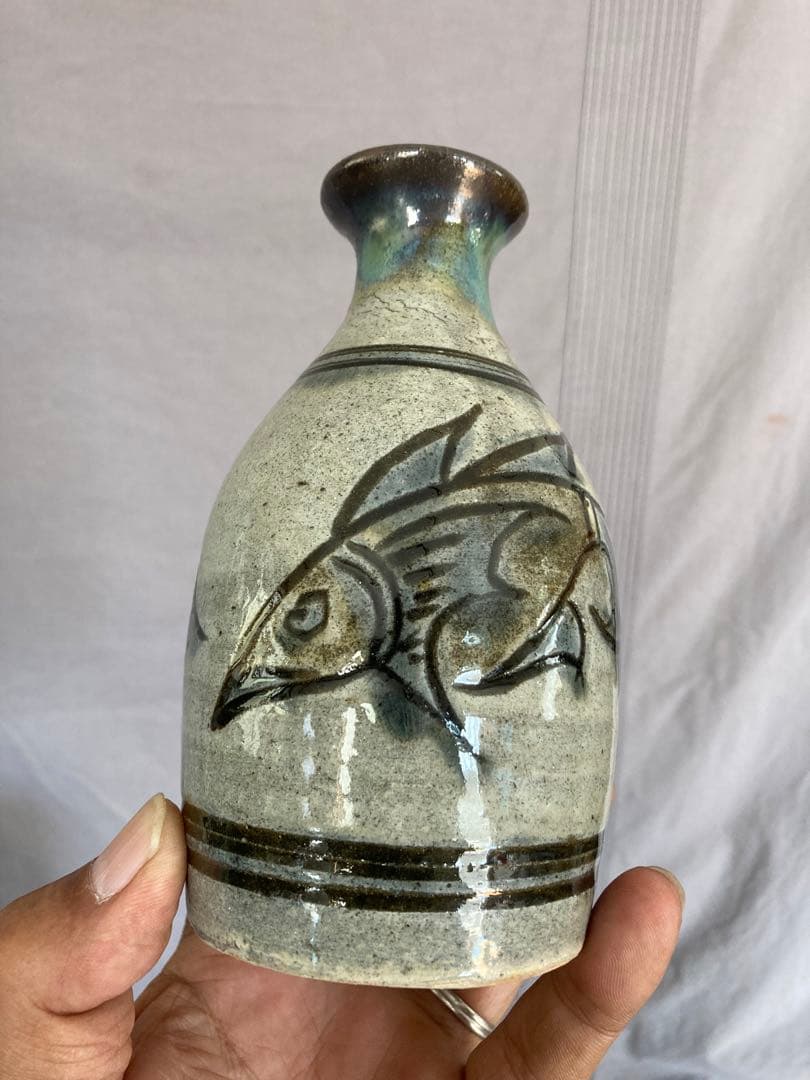 金城次郎 人間国宝 魚紋徳利 酒器 やちむん 琉球 読谷