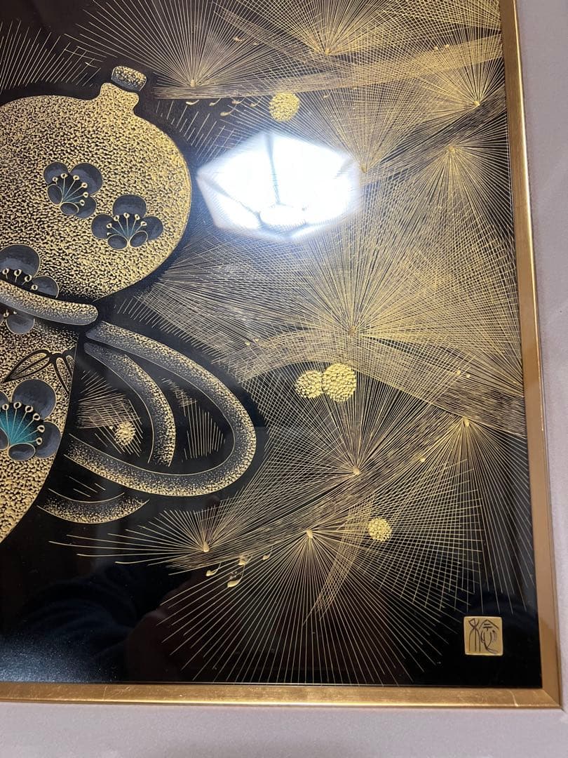 漆芸アート作品 金色と黒色　輪島塗　ひょうたん　瓢箪