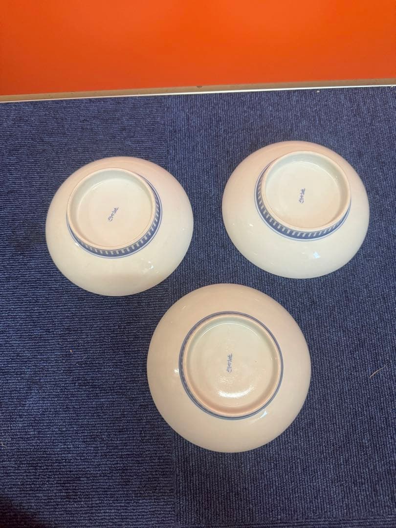 1647 其泉　色絵三方がらみ桐文皿　橘文皿　小手毬文皿