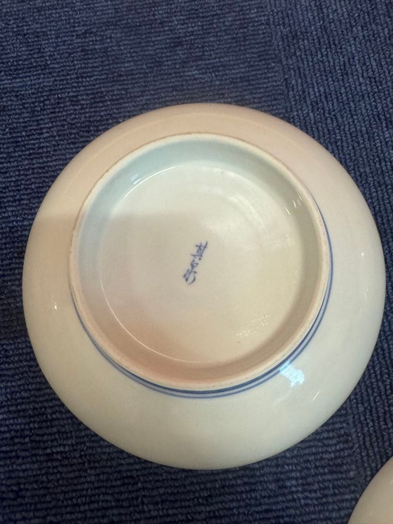 1647 其泉　色絵三方がらみ桐文皿　橘文皿　小手毬文皿