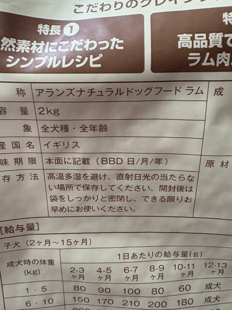 アランズナチュラルドッグフードラム 2kg