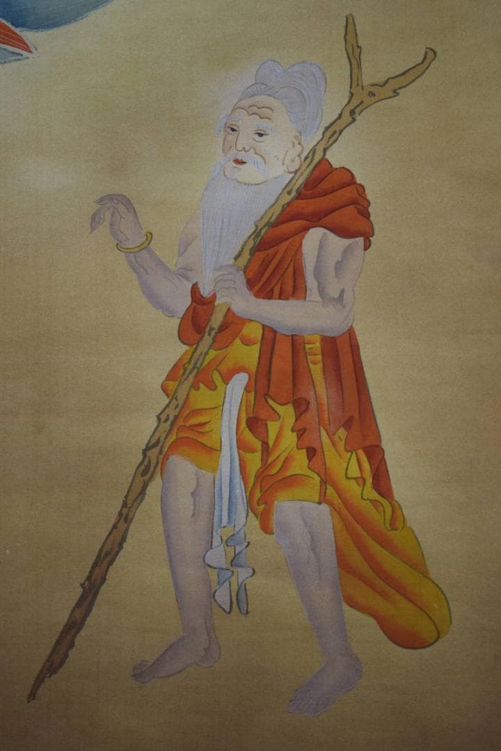 真作/秋庭/千手観音菩薩図/布袋屋掛軸HE-566