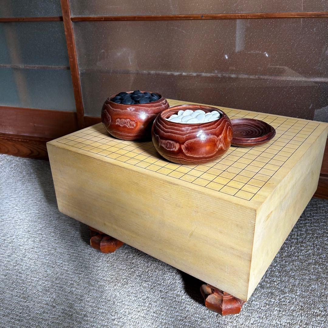 【希少】高級 国産 極厚 約4.8寸 囲碁 本榧 目が繊細 ヘソ 脚付き