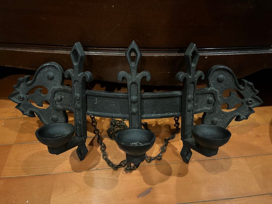 アンティーク3灯キャンドルホルダー 黒