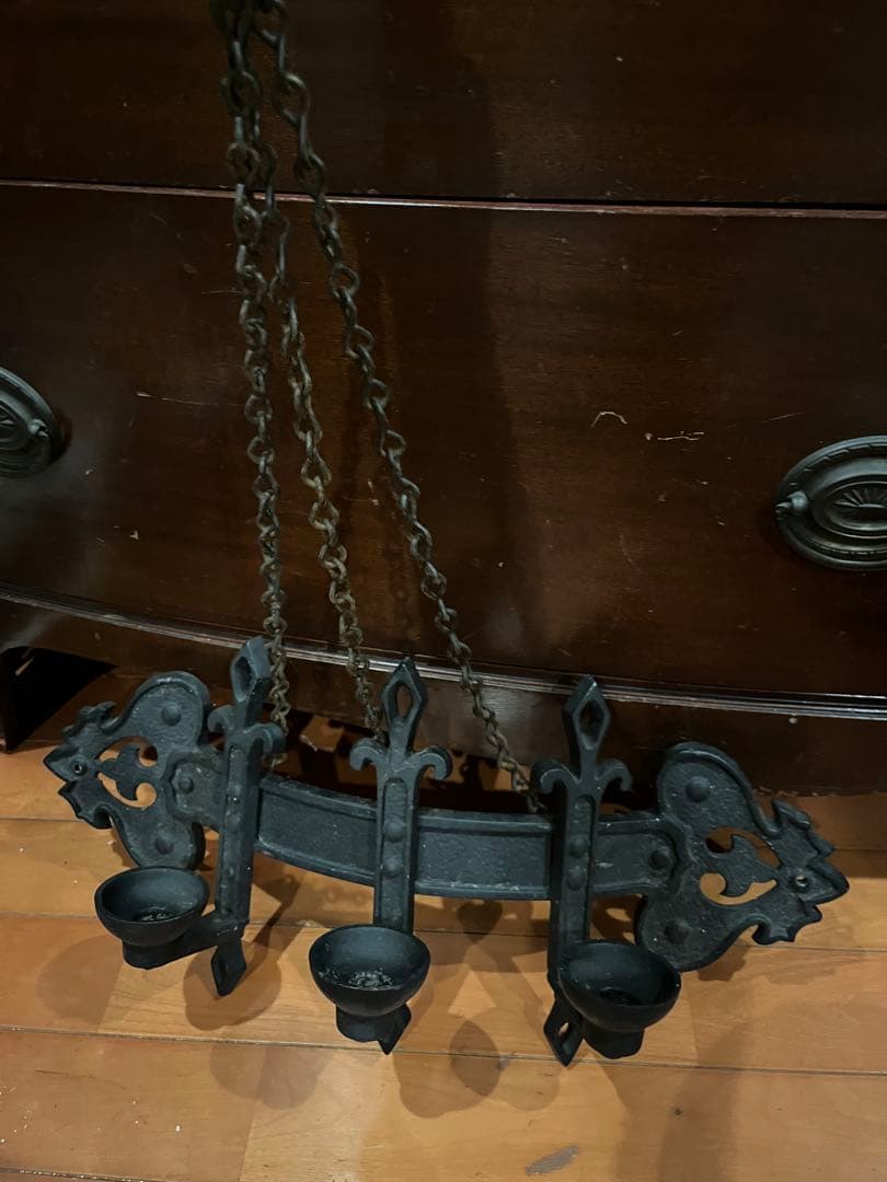 アンティーク3灯キャンドルホルダー 黒