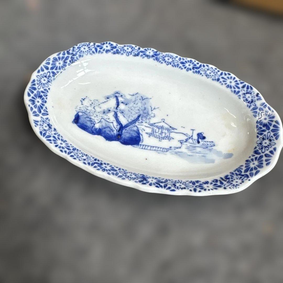 骨董　蔵出し　江戸　舟形　皿　陶器