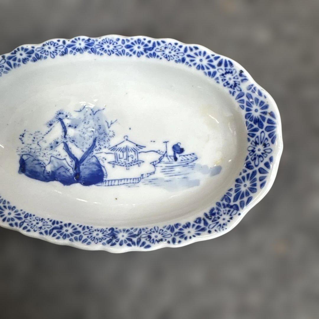 骨董　蔵出し　江戸　舟形　皿　陶器