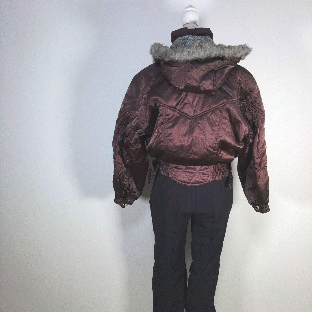 昭和レトロ　レディース　Mサイズ　スキーウェア　ブラウン　ブラック　つなぎ