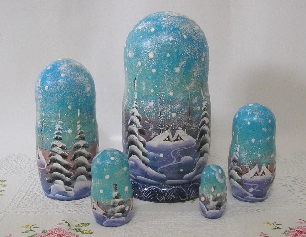 ★ロシア製高級マトリョーシカ★冬景色