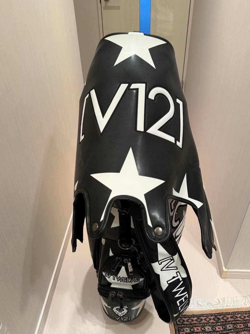 V12 キャディバッグ スター柄 ブラック/ホワイト
