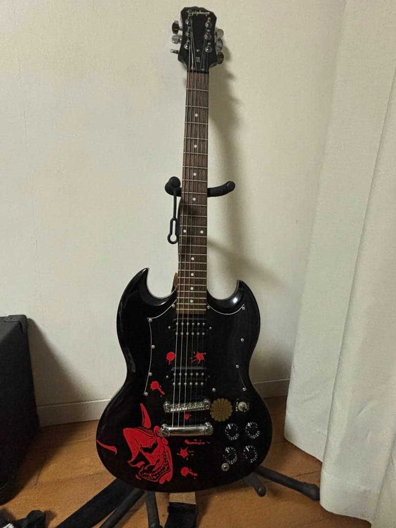 Epiphone エレキギター ブラック 悪魔デザイン
