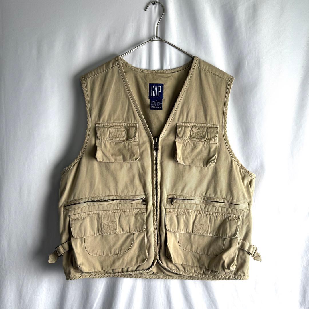90s OLD GAP コットン サファリ ベスト M ベージュ