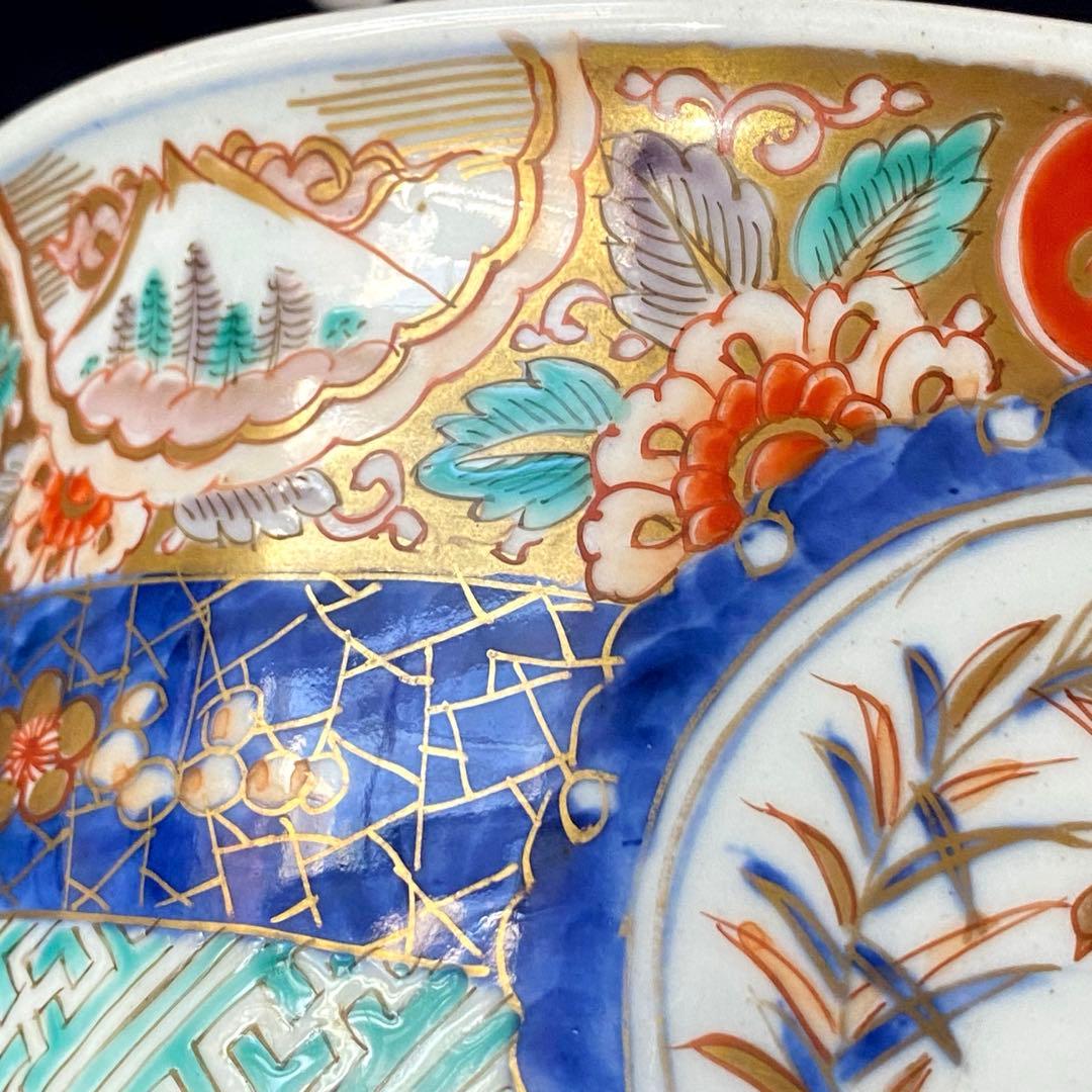 時代物骨董　古伊万里　豪華絢爛染錦金襴手・色絵大鉢　鳳凰飛翔図　飾り鉢　幕末明治