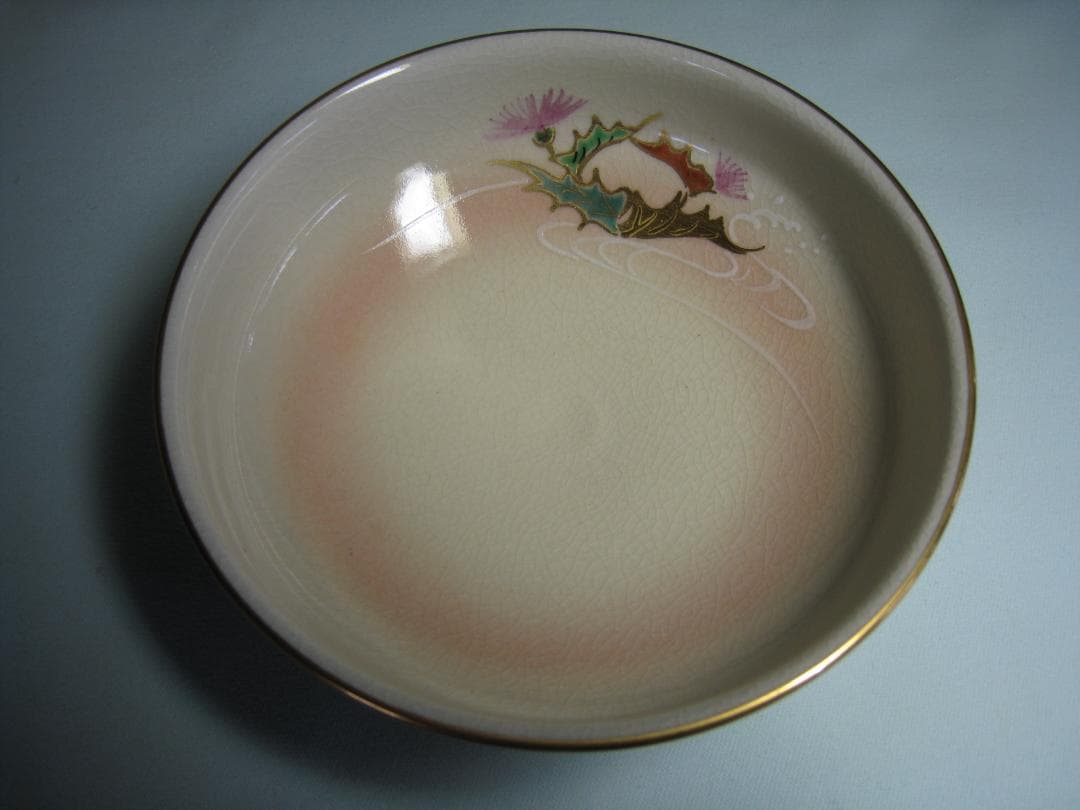 京焼抹茶碗　仁清写し　【仁清あざみ茶盌】加藤松香　共箱