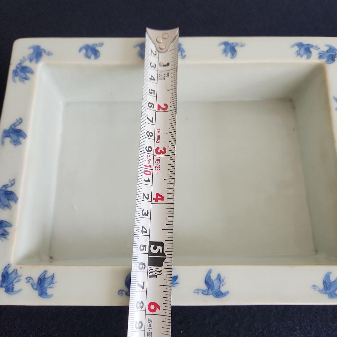 染付け水盤‥波に千鳥紋様