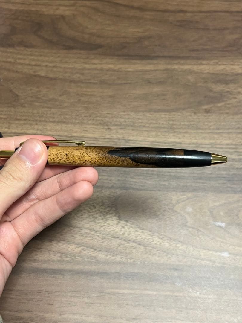 新品未使用 野原工芸 黒柿 ボールペン ゴールド