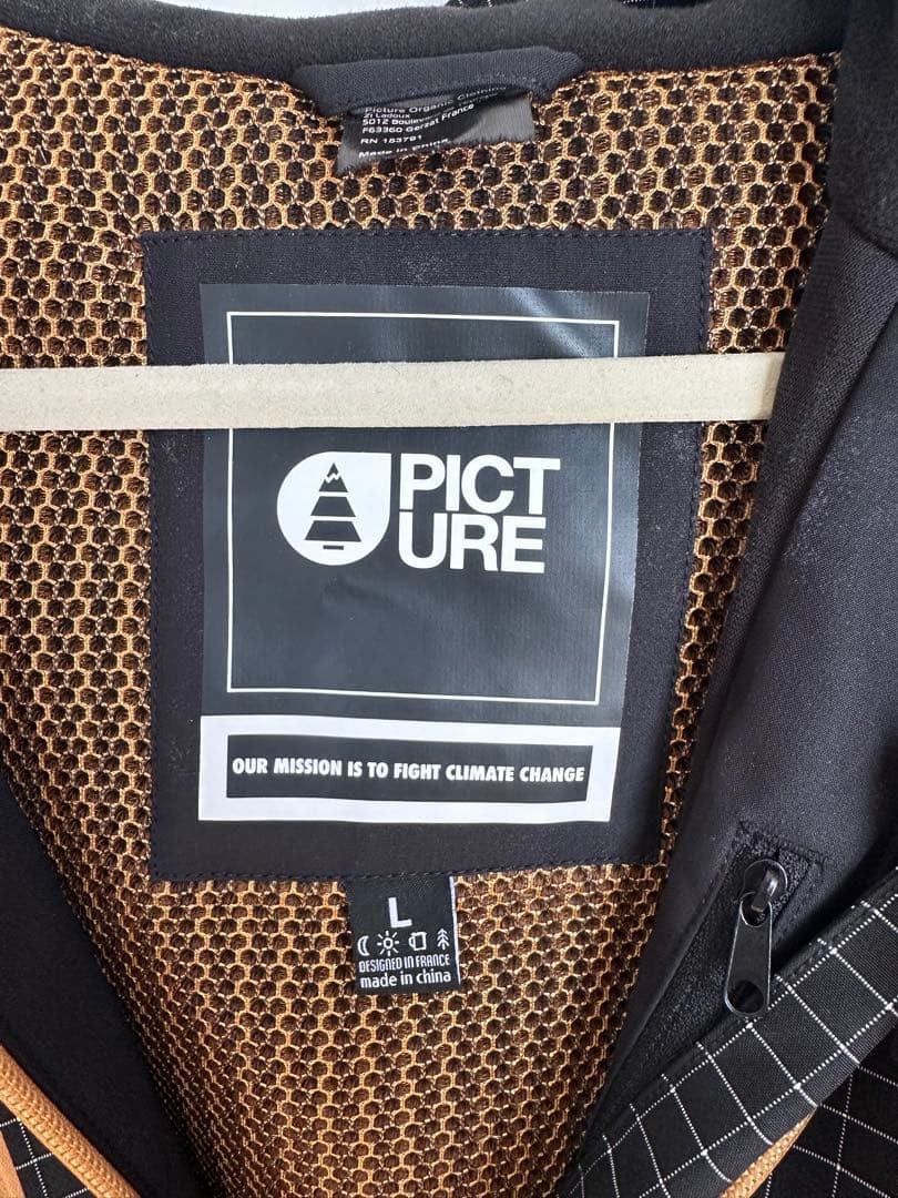 PICTURE スノーボードウェア上下セットピクチャー　メンズ 黒 オレンジ