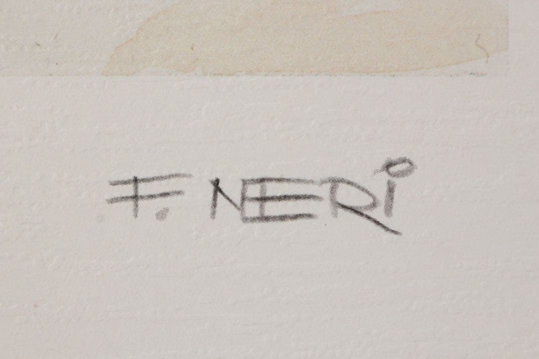 No4713額装　印刷　F.NERi 水彩画　花　花瓶　静物画　絵画　送料無料