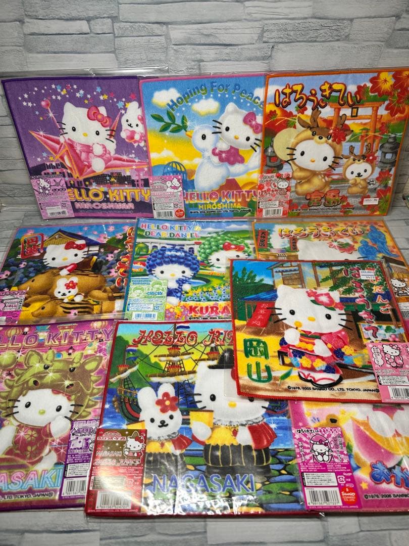 56枚セット ご当地 ハローキティ プチタオル セット ハンカチ ミニタオル