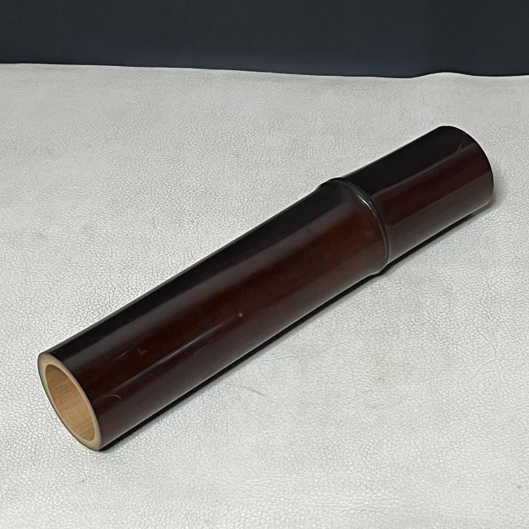 高野宗竹 煤竹 尺八花入 前大徳 福本積應 書付箱 竹花入 【k3632】