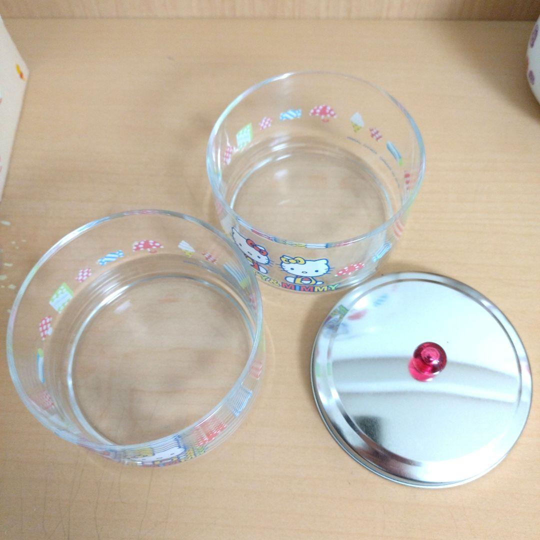 ハローキティ 陶製キャンディポット ガラスキャニスター ガラスポット 3個セット