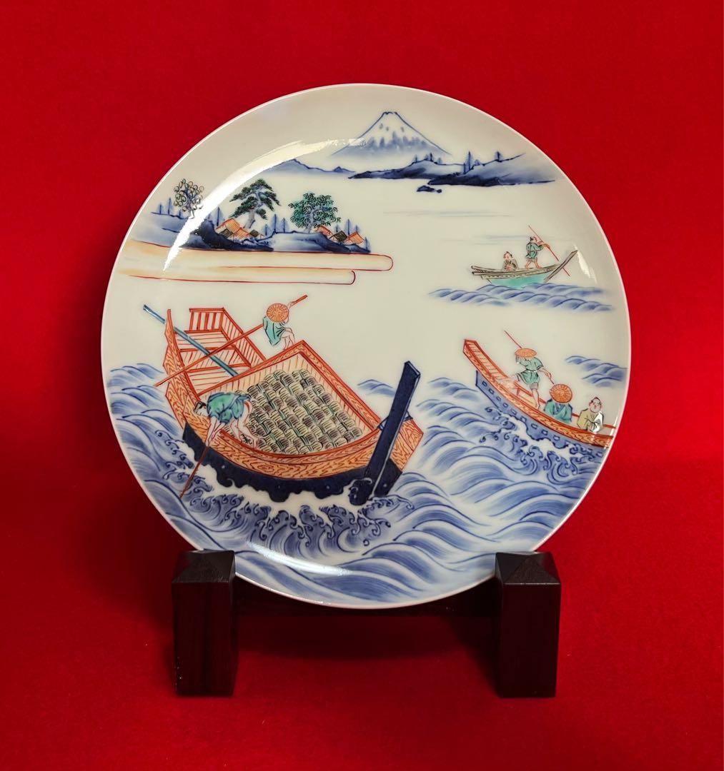 古美術 富嶽三十六景 武陽佃島　今右衛門作 飾り皿　木箱付き コレクション