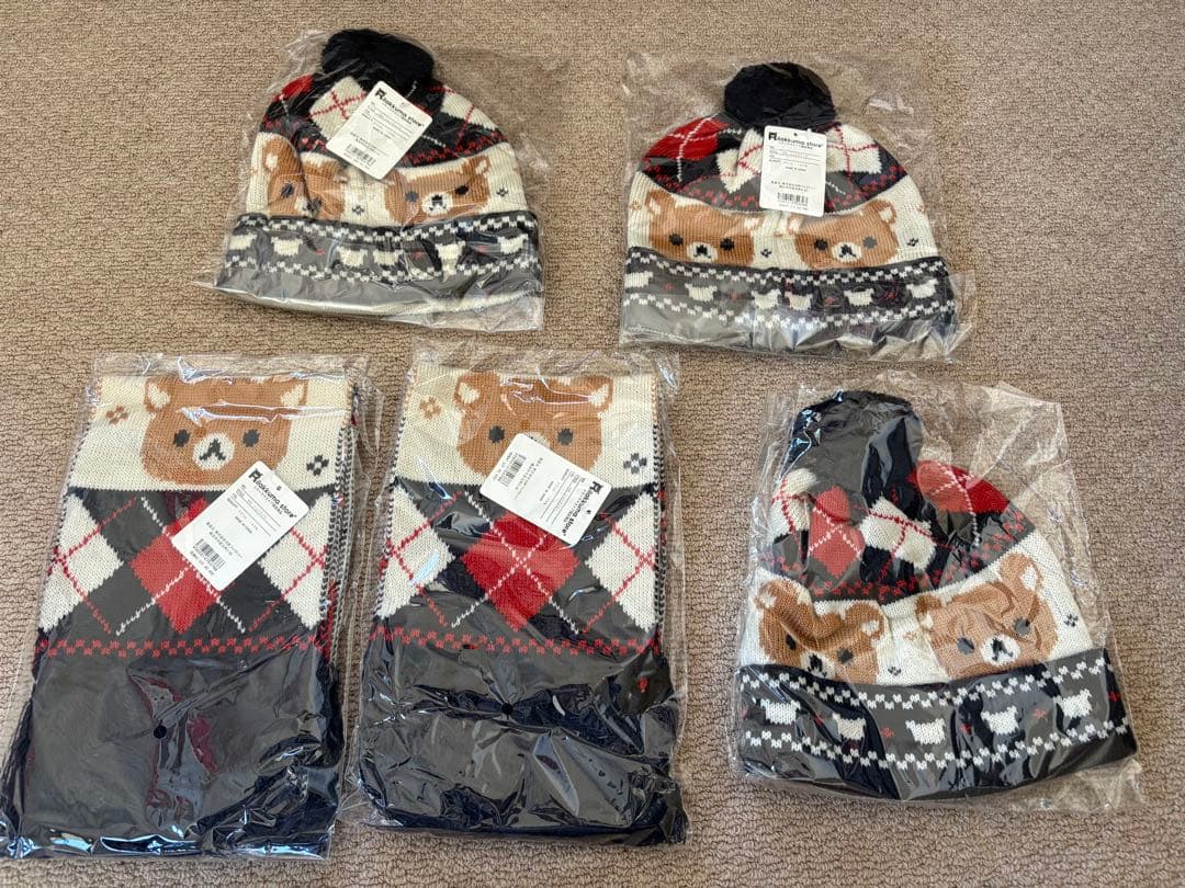 リラックマ　マフラー　ニット　帽子