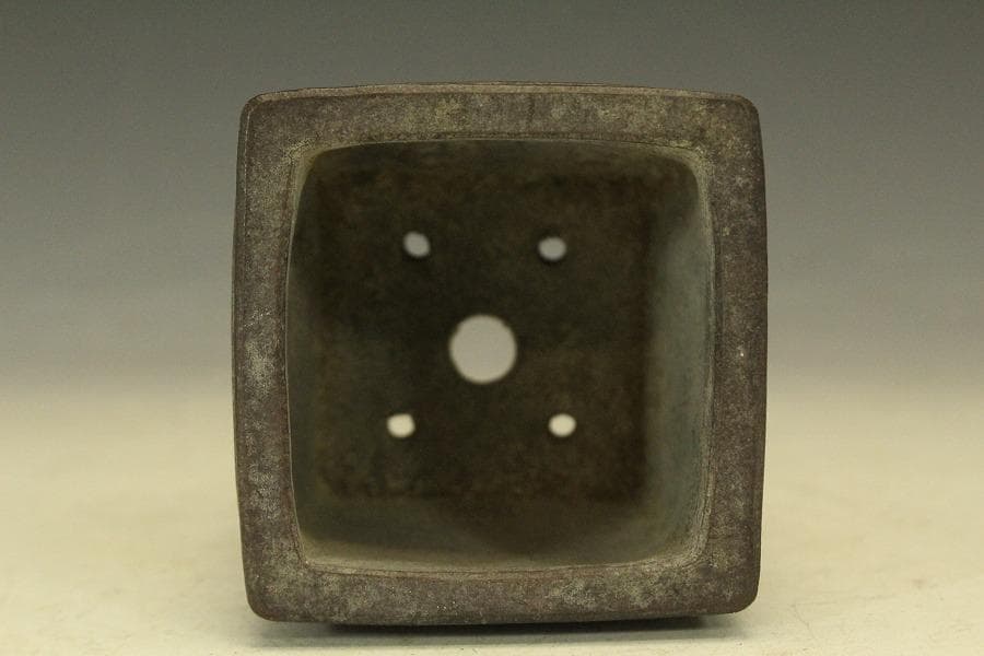 中国美術 紫泥 四方 花盆 葛明祥造 在印 植木鉢(HA513)