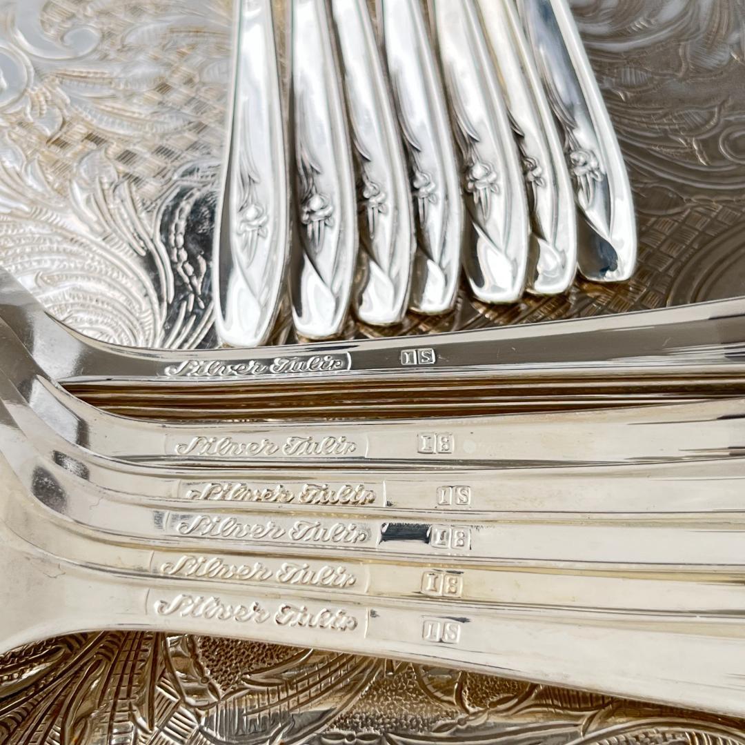 SILVER TULIP ディナーセット 8名用サーバー付き48本組