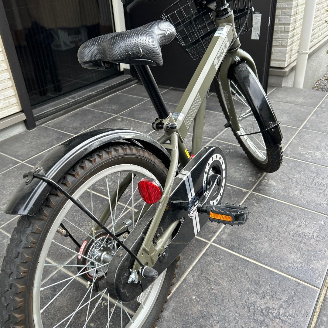 Jeep 子供用自転車 カーキ 前カゴ付き