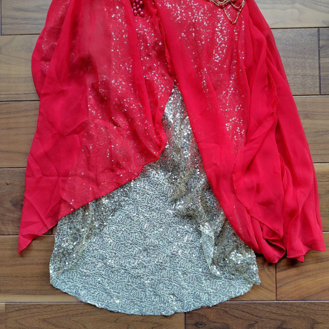 ベリーダンス衣装 赤/ゴールド【S〜Мサイズ】