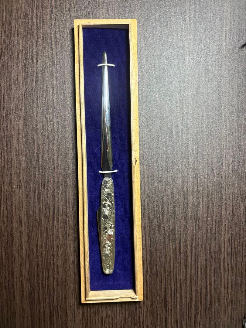 藤本保広工房 #21 純銀製ペーパーナイフ Fウィング刻印 桐箱付