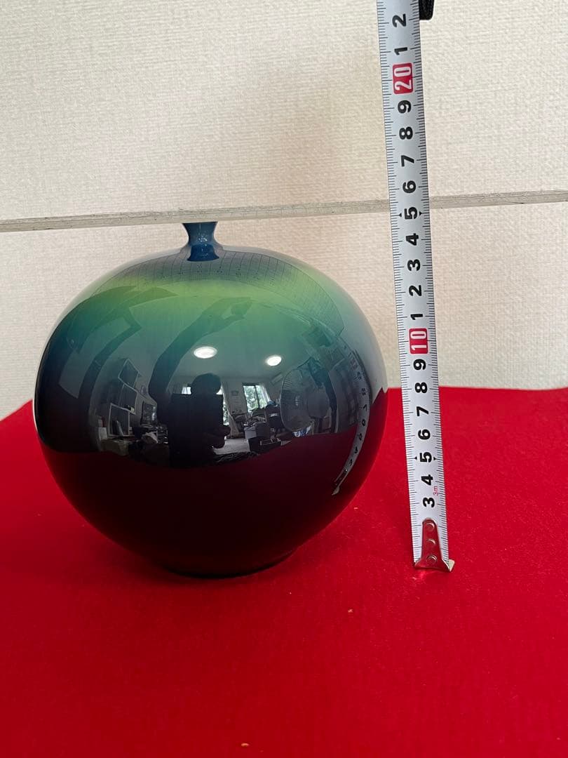 人間国宝 三代 徳田八十吉（正彦銘）碧明釉 壺 管理T272