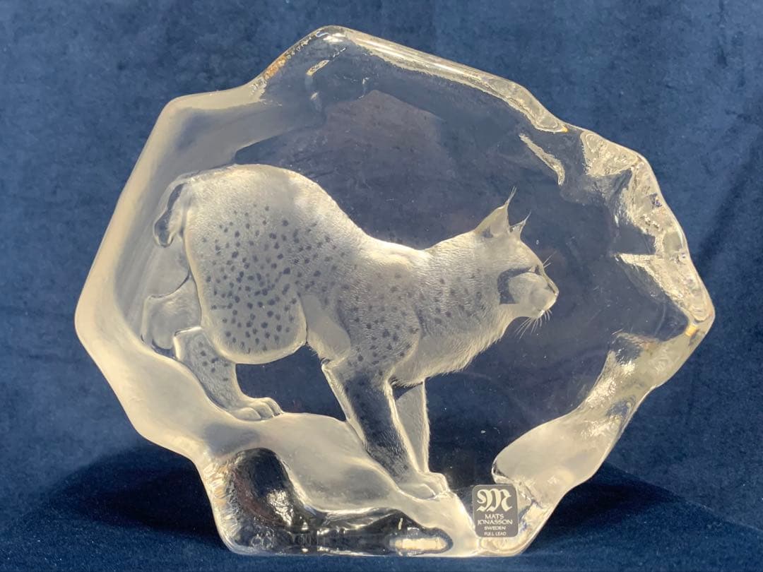 Mats Jonasson 山猫のクリスタル彫像