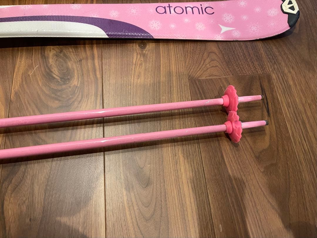 ATOMIC アトミック ジュニア スキー板 130cm ストックセット ピンク