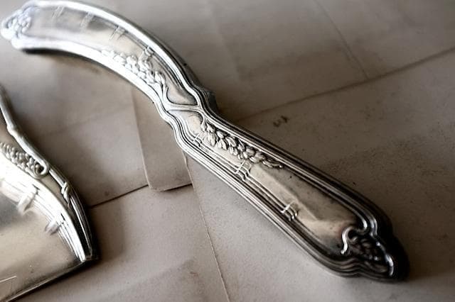 1900s フランス アールデコ 銀の蔦葉とダストパン＆ブラシ アンティーク