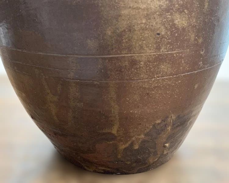 釉薬の美しい水瓶 古い唐津の焼き甕 古民具 和庭園 高さ38cm