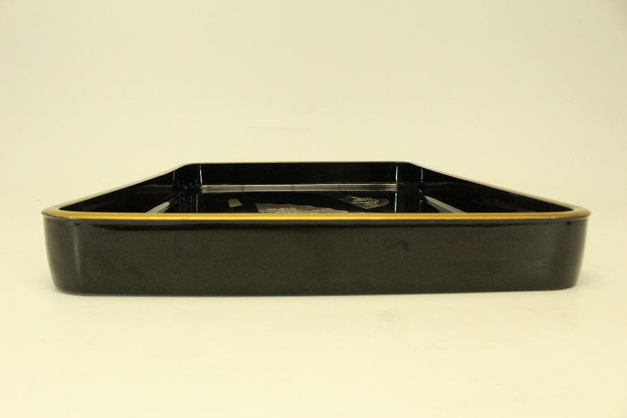 扇蒔絵 四方 廣蓋 煎茶盆 香盆(ZE705)