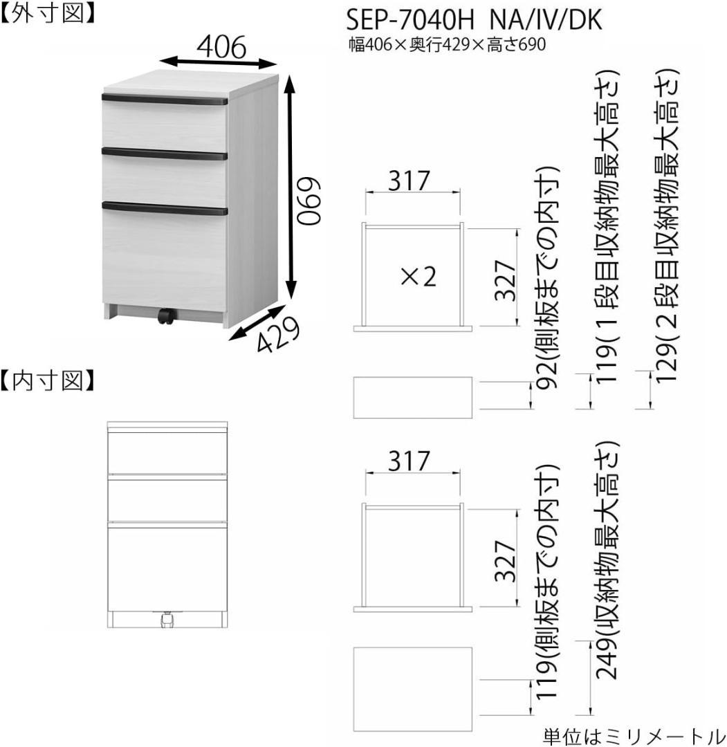 白井産業 チェスト アイボリー ホワイト SEP-7040HIV セパルテック