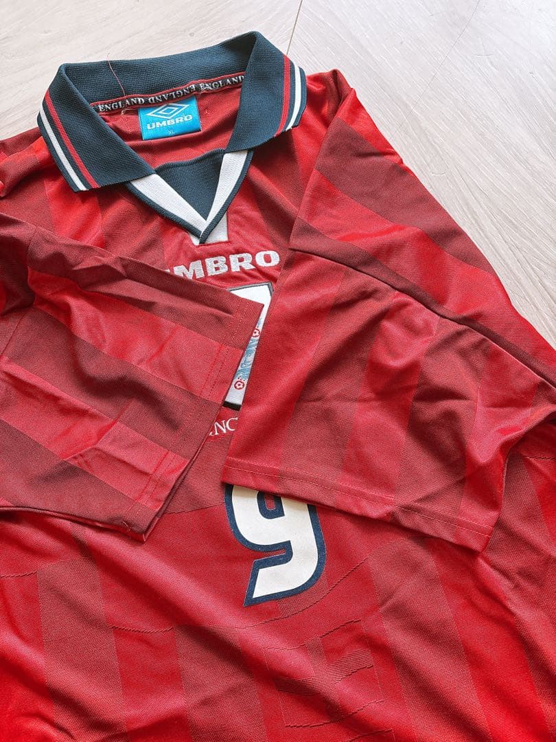 UMBRO イングランド代表アウェイユニフォーム 赤 ストライプ 襟付き 90'
