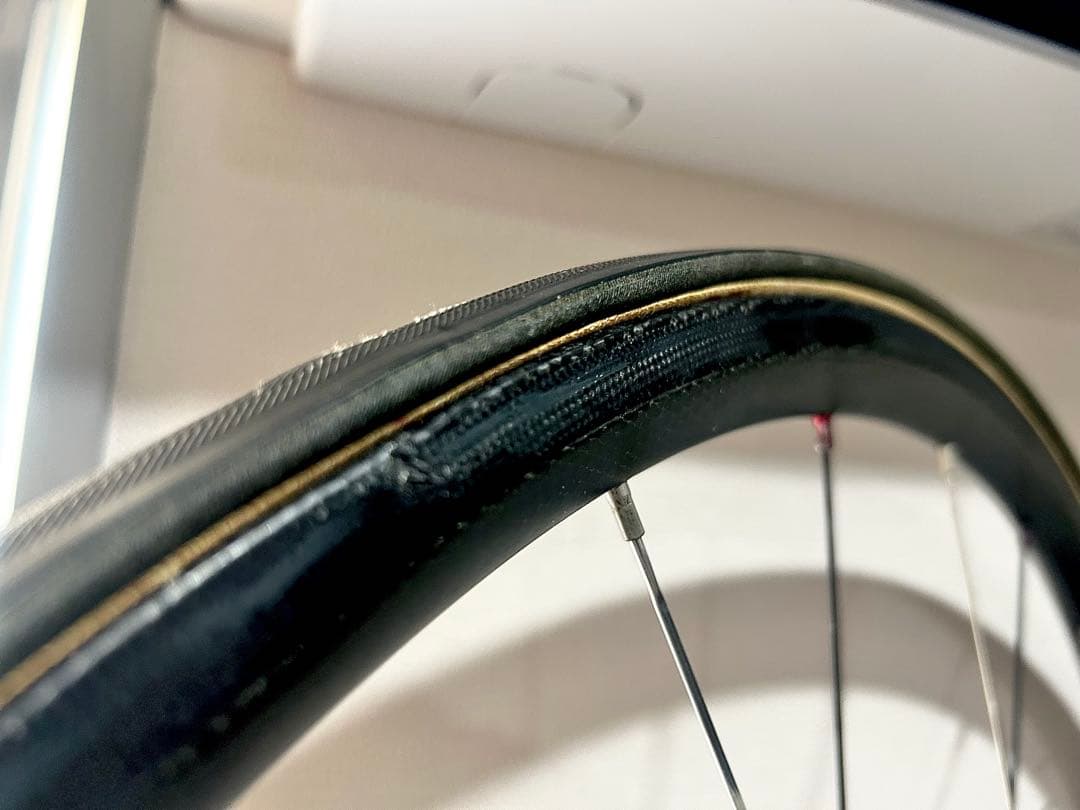 【カーボン製 完組ホイール】 軽量950g！クラック有チューブラータイヤ付