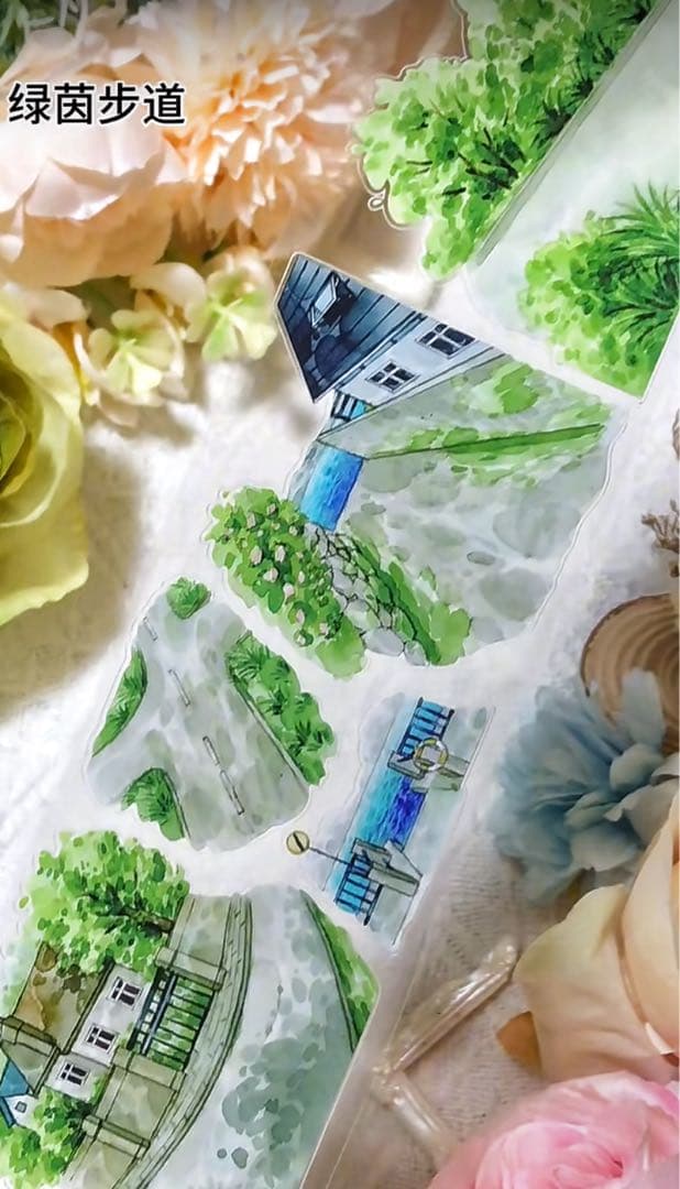 【8728】海外　マステ　5m巻売り　PETカッティング　背景　道路