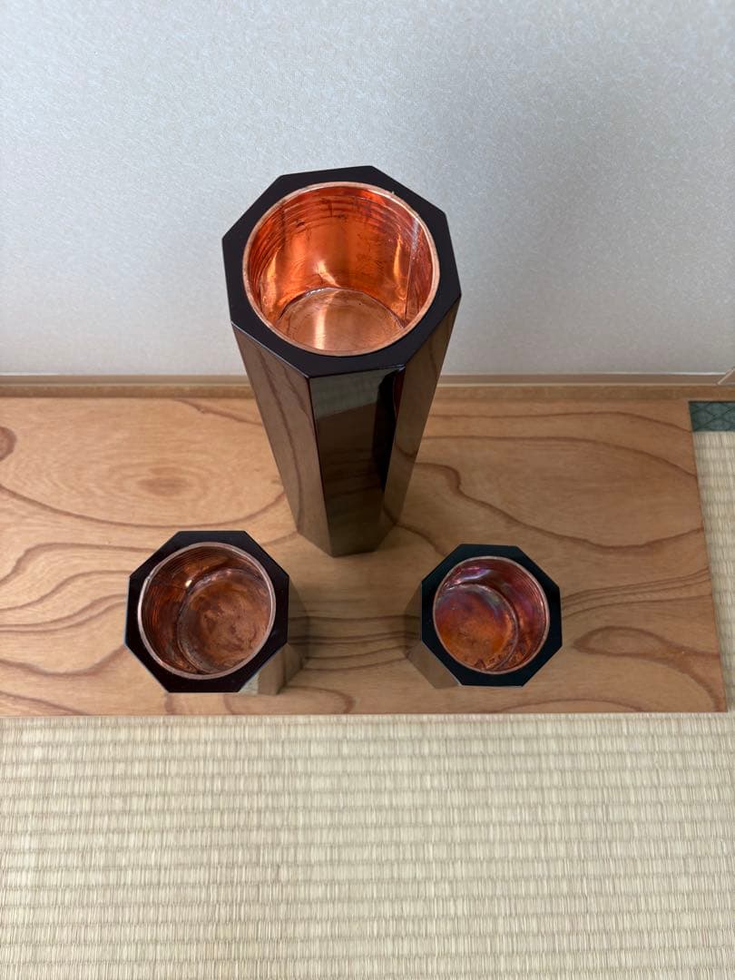 65 　美品　短三管筒　3本セット　溜塗り　華道　格花　花器