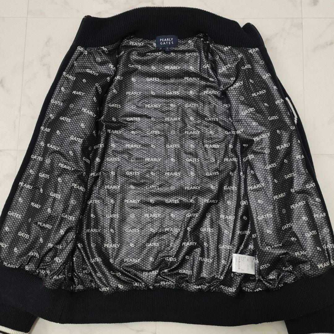 パーリーゲイツ　ジップ　ニットジャケット　裏地付　防風　ボーダー　リブ　ロゴ　1