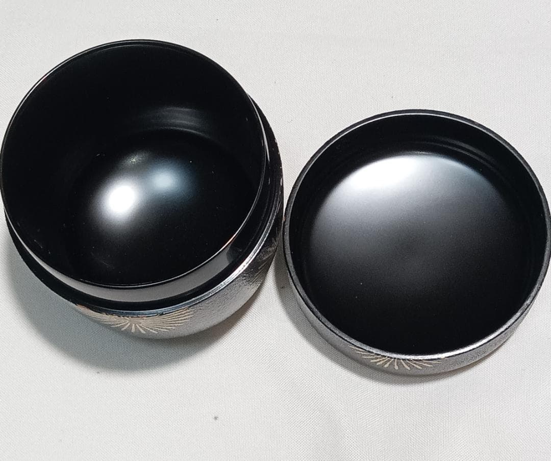 茶道具　加賀山中塗蒔絵師　筑城筑良作　叩塗唐松蒔絵中棗　超美品！！