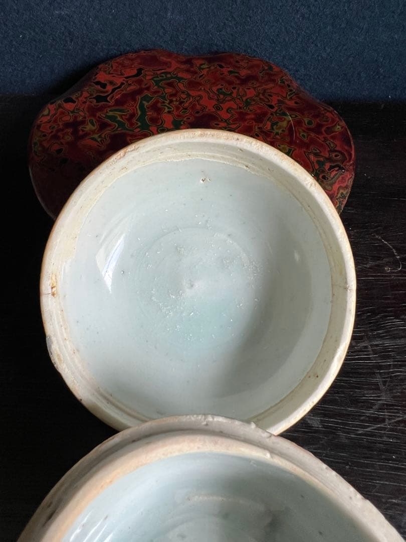 印盒　印泥の入れ物　陶磁器　篆刻用品　書道　香盒　印ごう　印泥