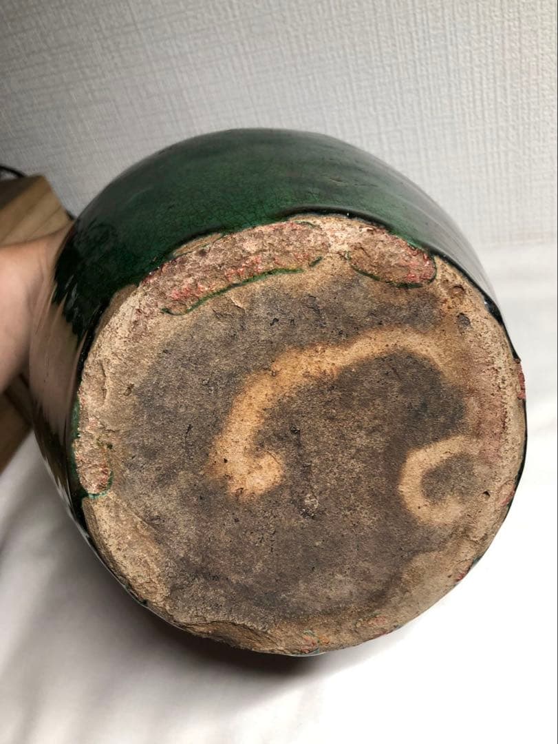 綠釉大壺。清時代。インドネシア国立美術館副館長認定書。古美術。骨董品。舊家藏出。