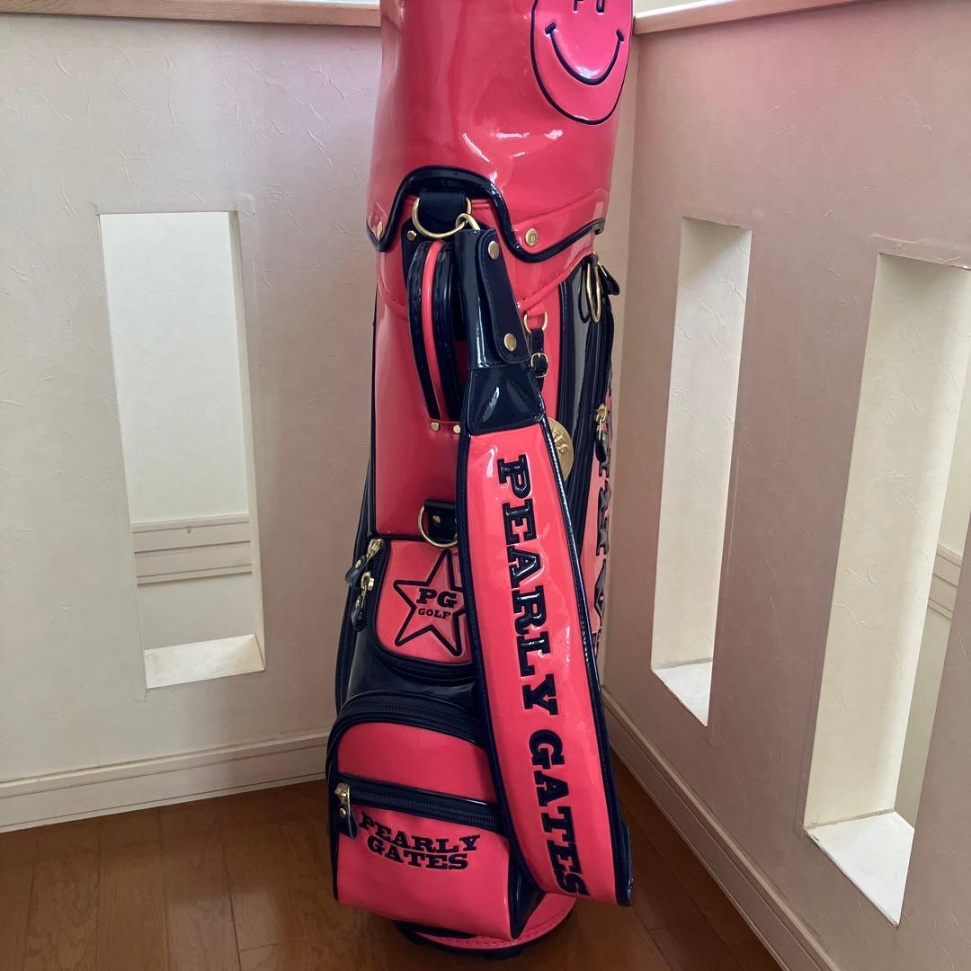 PEARLY GATES キャディバッグ ピンク/ネイビー　ニコちゃんマーク